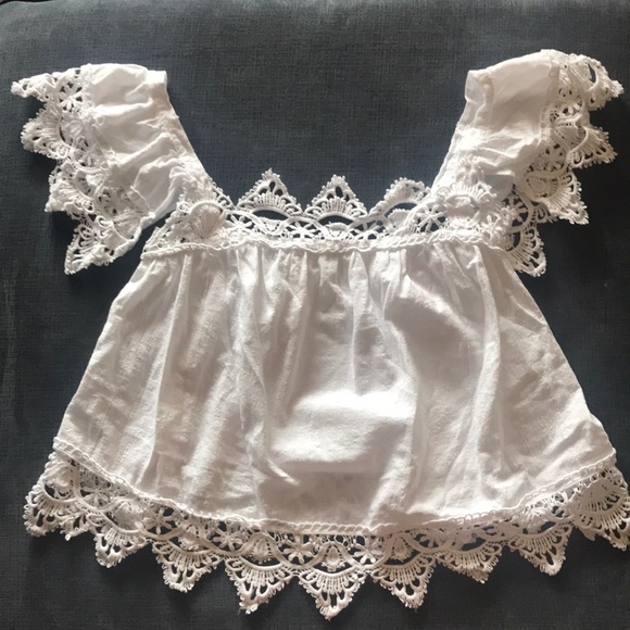 White cotton lace top - Picture 1 of 3
